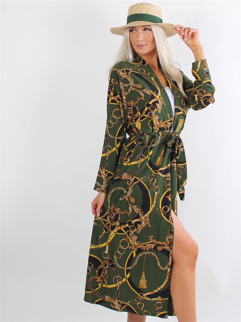 Winnie - Bordeauxfarvet kimono med lænker og bindebånd